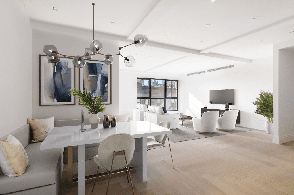 Nestled between The Wren s townhouse and penthouse sit just three or four very private full floor homes, each with three bedrooms, three bathrooms, and a powder room.