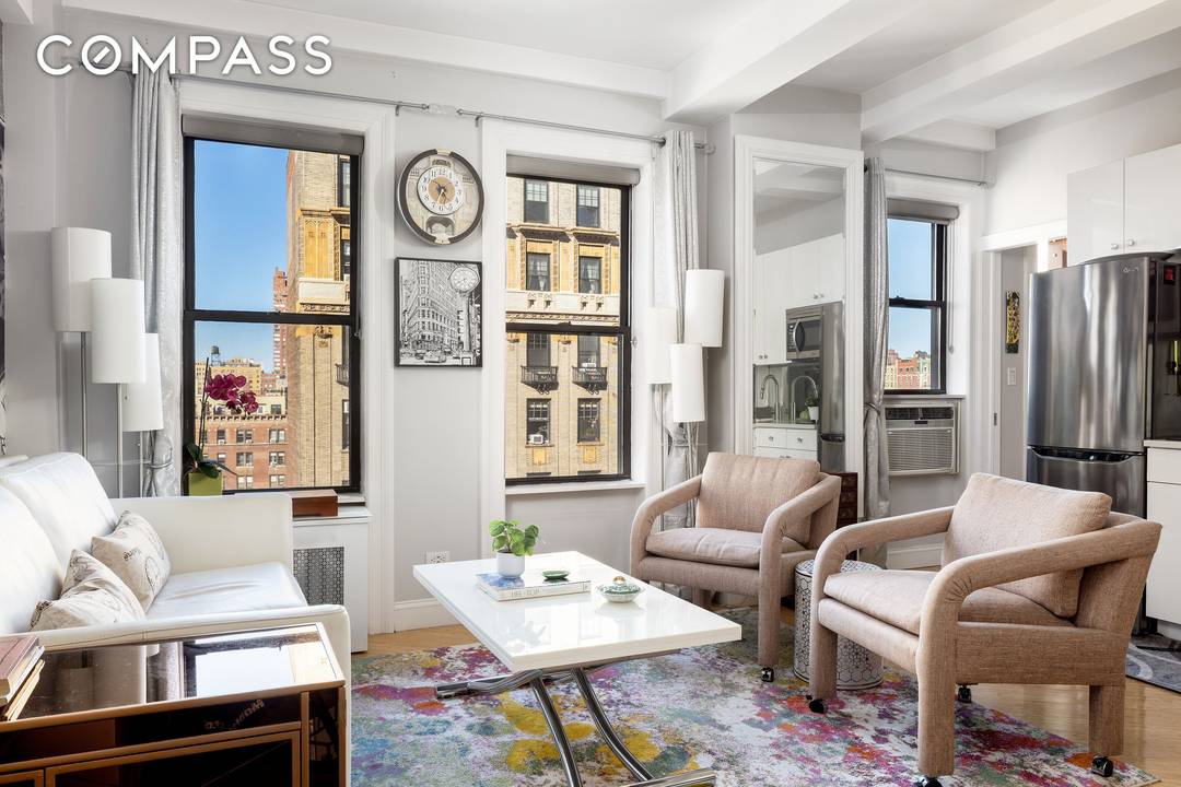 Bright alcove studio on the Upper West Side an ideal blend of classic pre war character and modern convenience.