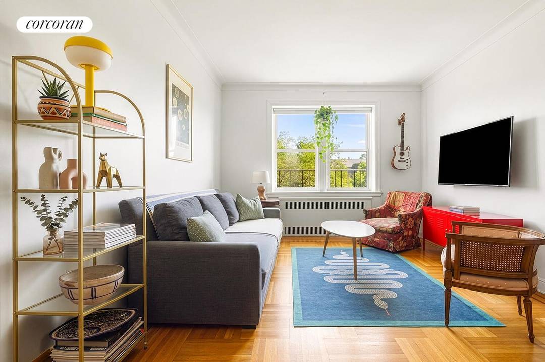 Discover the blend of pre war character and tasteful updates in this generously proportioned one bedroom, set along the tranquil, tree lined Ocean Parkway.