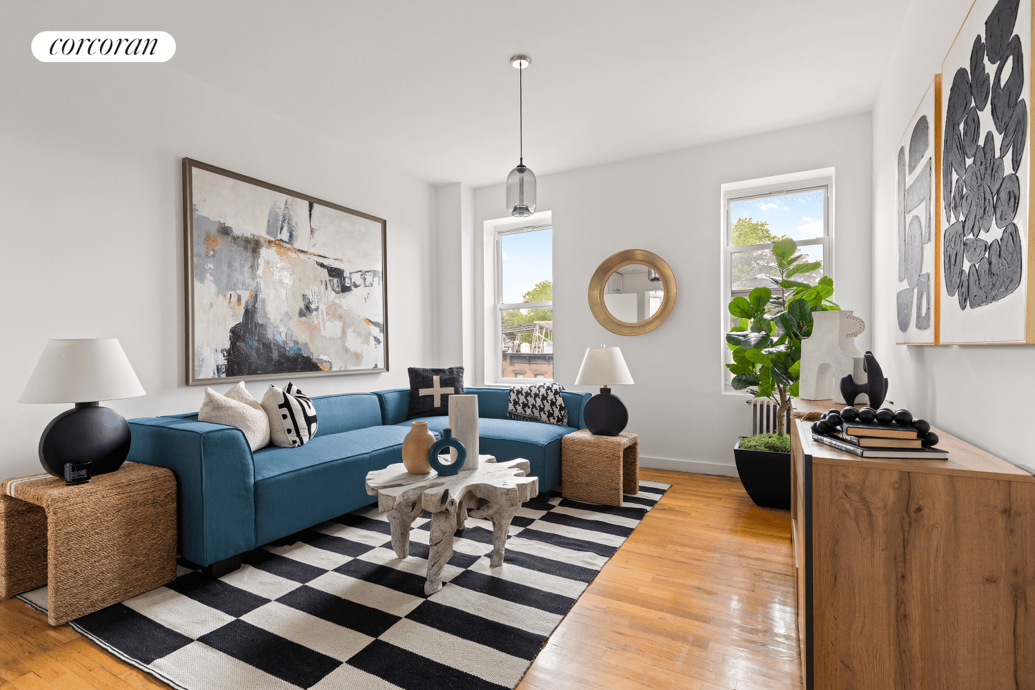 Bathed in golden southern light, this two bedroom, two bath co op marries classic Park Slope charm with bespoke contemporary design.