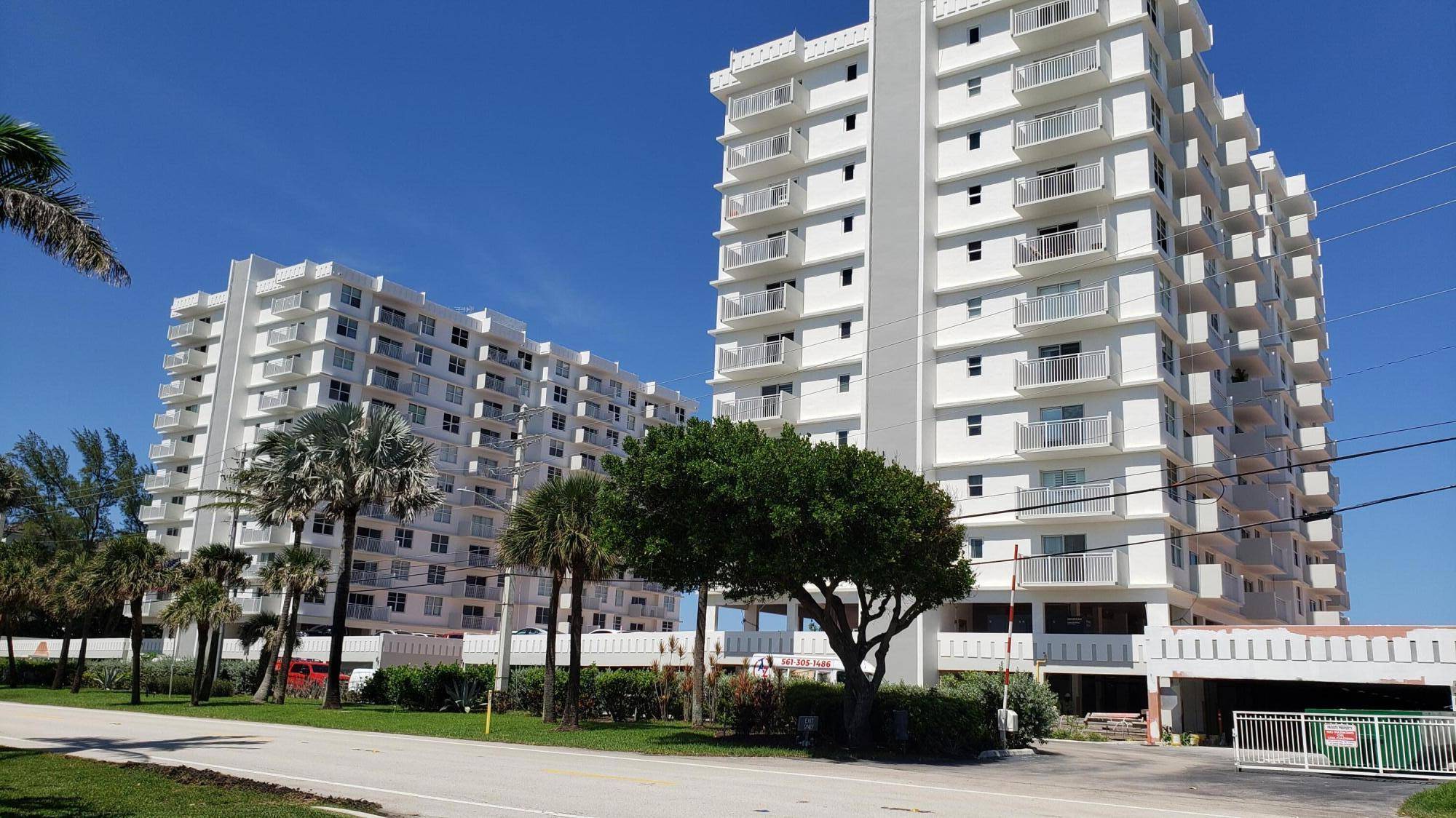Highland Beach 45 Ocean, gated community, private beach access, heated oceanfront pool, BBQ grills, a fitness center and garage parking.