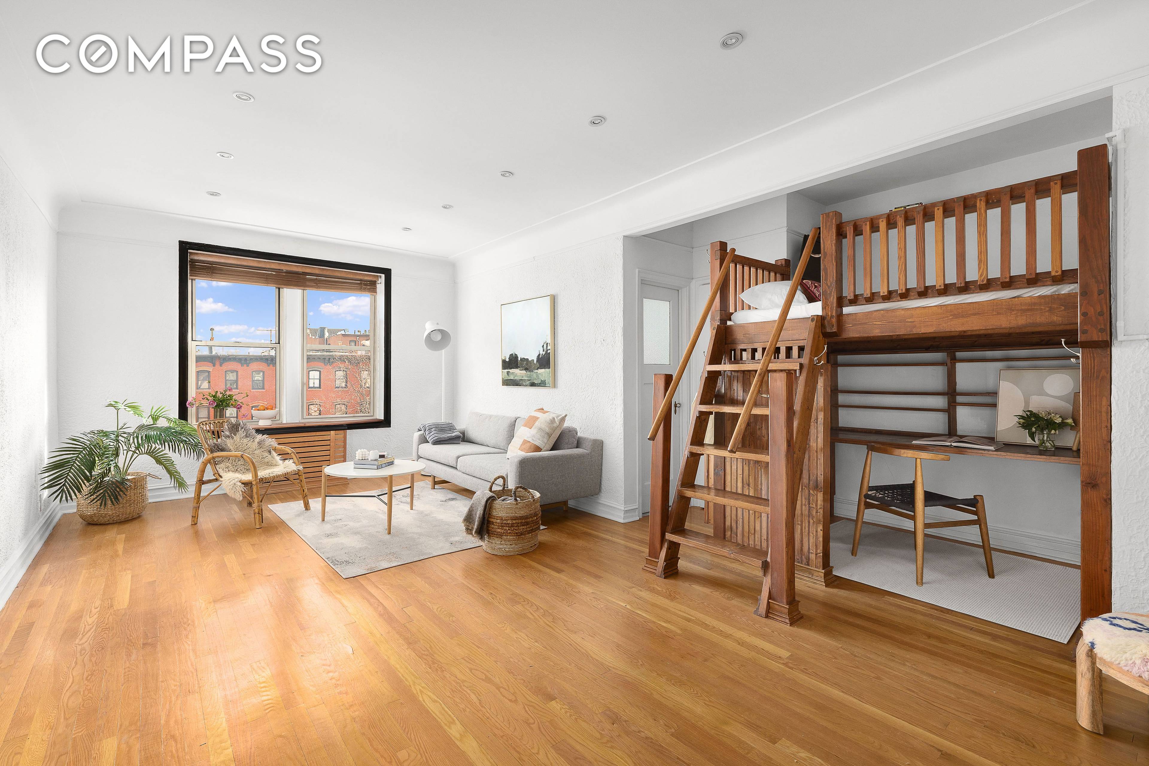 Welcome home to 451 Clinton Avenue, Unit 3D, a bright and lovely studio in coveted Clinton Hill.