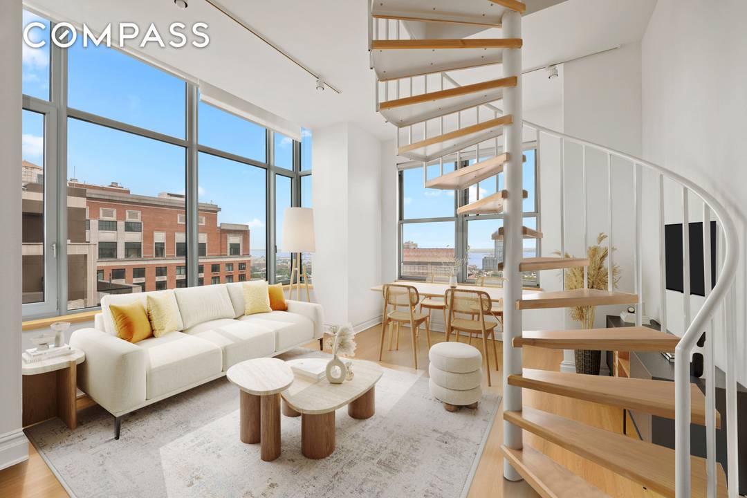 Perched high atop the iconic 110 Livingston Condominium, this stunning 2BR 1BA penthouse offers an unparalleled living experience.