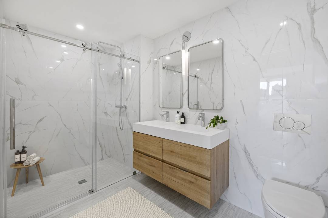 78 29 Austin St Residence 414 Residence 414 at The Austin is a 752 square foot one bedroom, one bathroom home with interiors by acclaimed Italian design firm S20M.