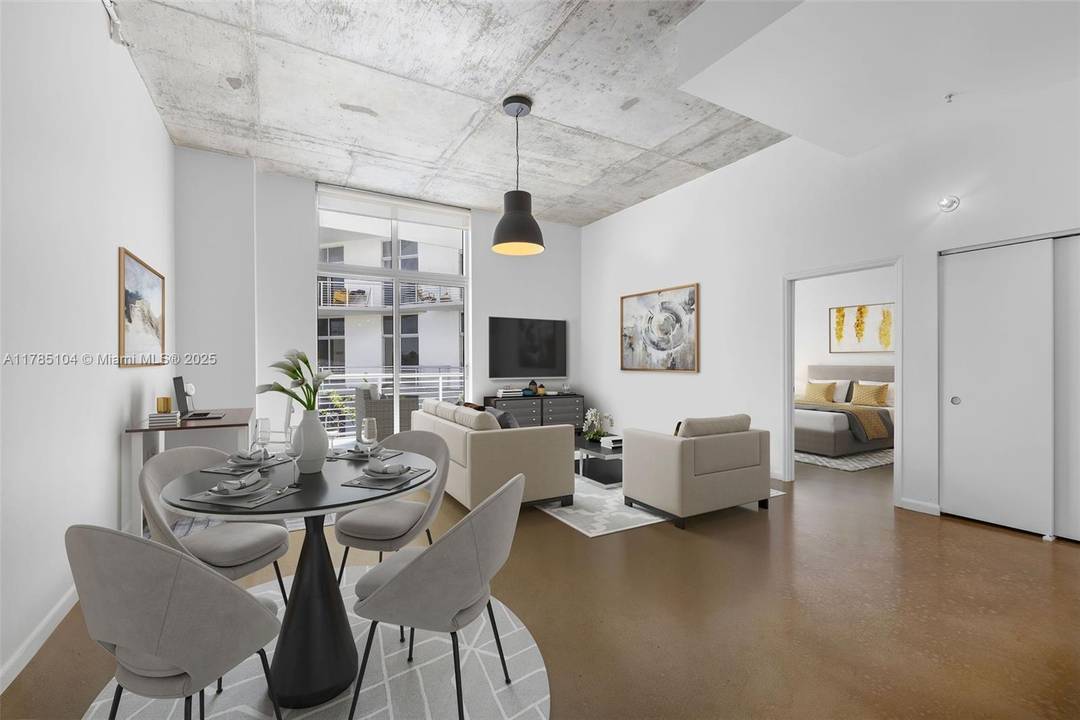 Spacious loft style 1 bedroom, 1 bath residence in The Meridian, a boutique building across from the Miami Beach Golf Club and Botanical Garden.