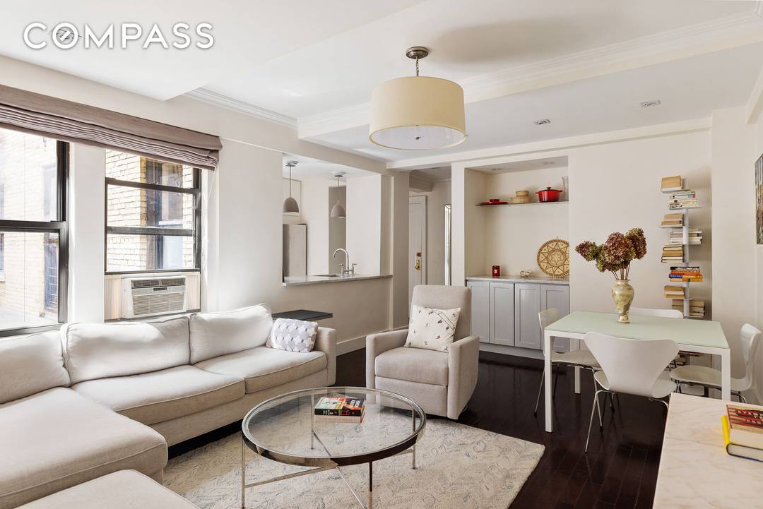 Just one block from Central Park and in an amazing enclave of the Upper West Side, Residence 6C is a turnkey one bedroom with prewar character and a modern renovation.