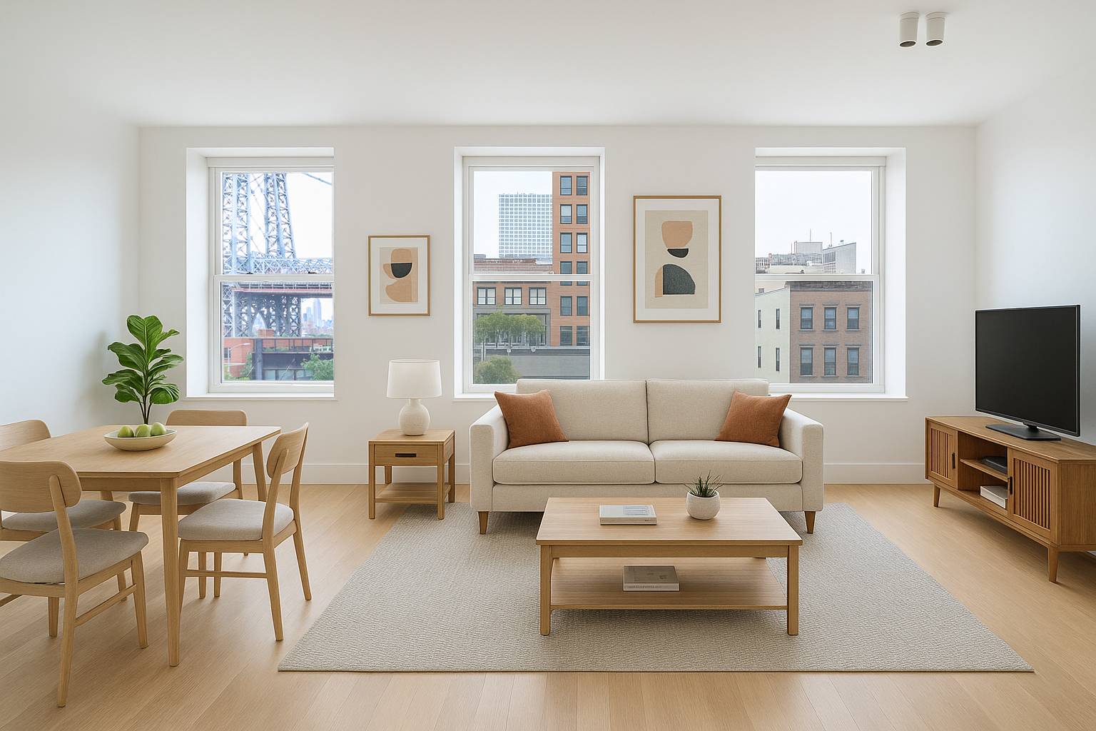 This 1, 100sqft 2Bed 2bath condo rental sits on the 2nd floor of Broadway Riverview ; one of Williamsburg's most sought after residencies.
