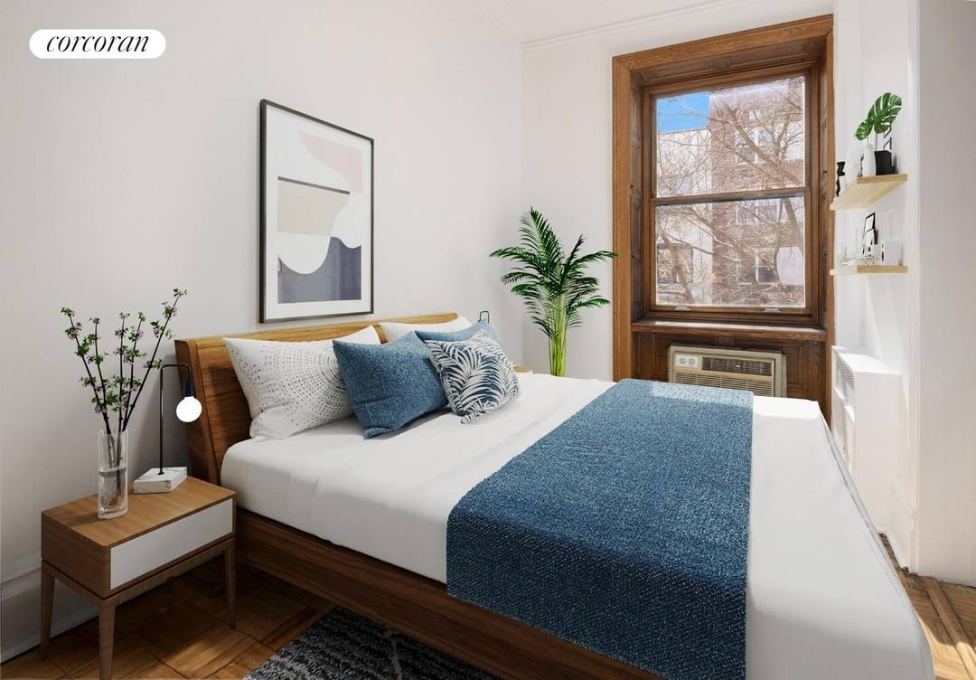Located in a beautifully restored Upper West Side brownstone, this South facing one bedroom home with oversized windows allows sunlight to pour in and tranquil tree top views.