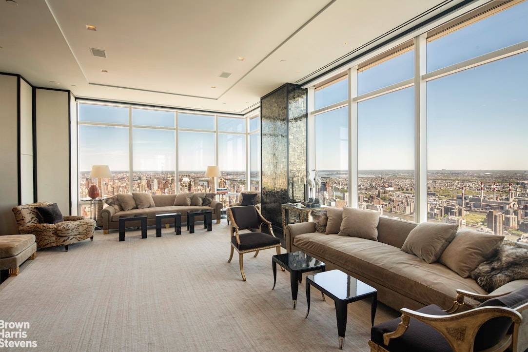 Perched on the 54th floor of One Beacon Court New York's most prestigious modern landmark with a private circular driveway, designed by renowned architect Cesar Pelli this stunning penthouse, masterfully ...