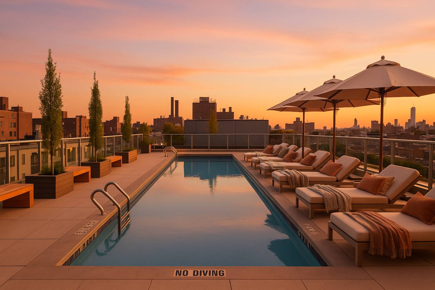 Rooftop pool. Outdoor shower.