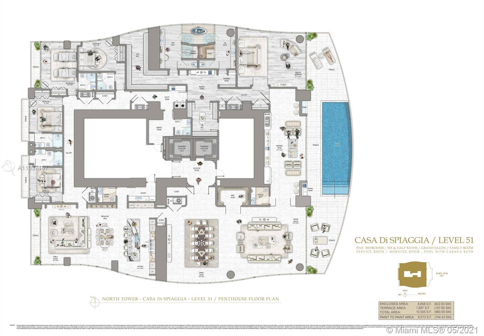 8858 SQFT 5 BEDROOM 6. 5 BATHS.