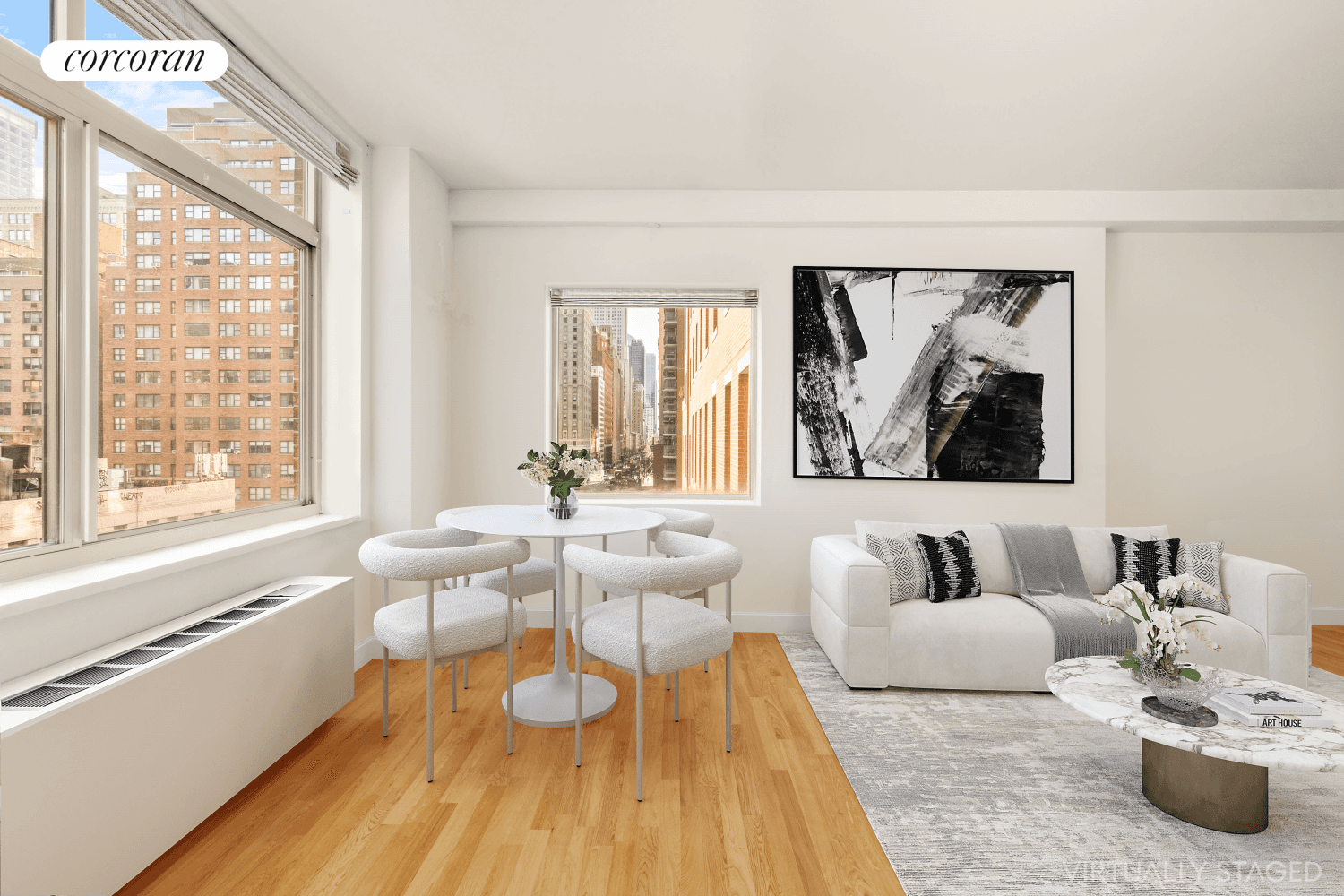 Located at 143 East 34th Street, an intimate condominium building, this sprawling 950 square foot 1 bedroom 1.