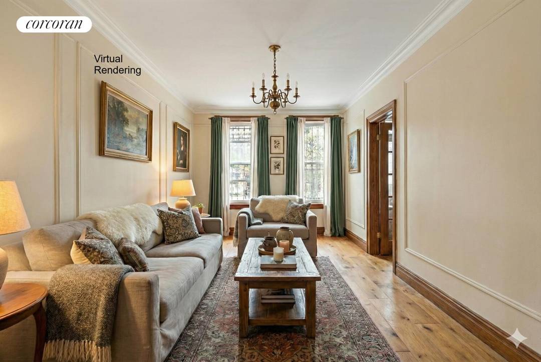 Nestled in the historic original Finish pre war coop, this beautifully maintained two bedroom, one bathroom apartment offers the perfect balance of timeless charm and modern convenience.