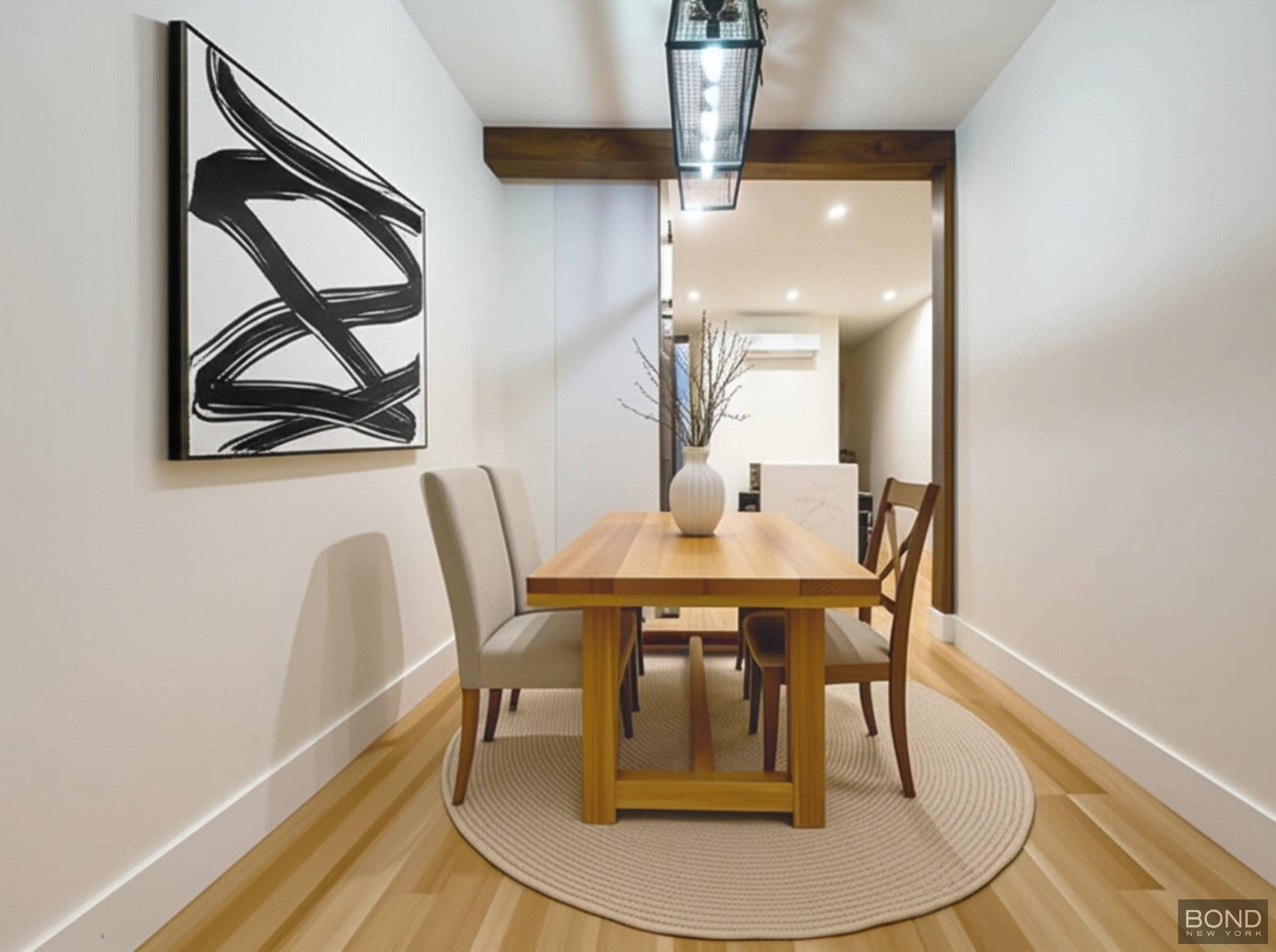 This beautifully renovated railroad unit features two bedrooms and one bathroom.