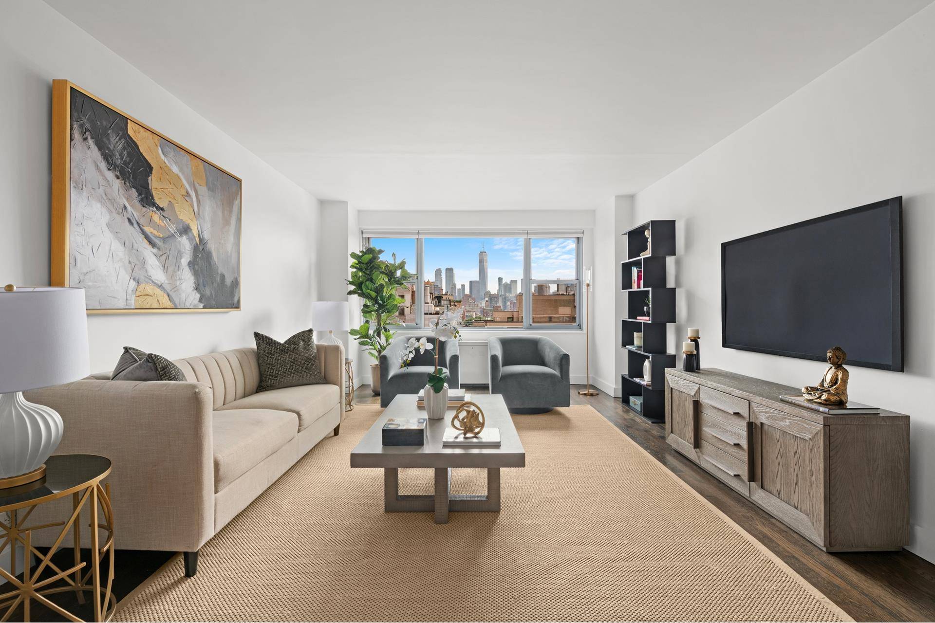 Discover the perfect blend of style and convenience in this large one bedroom apartment, impeccably maintained and bathed in natural light with its southern exposure and expansive windows.