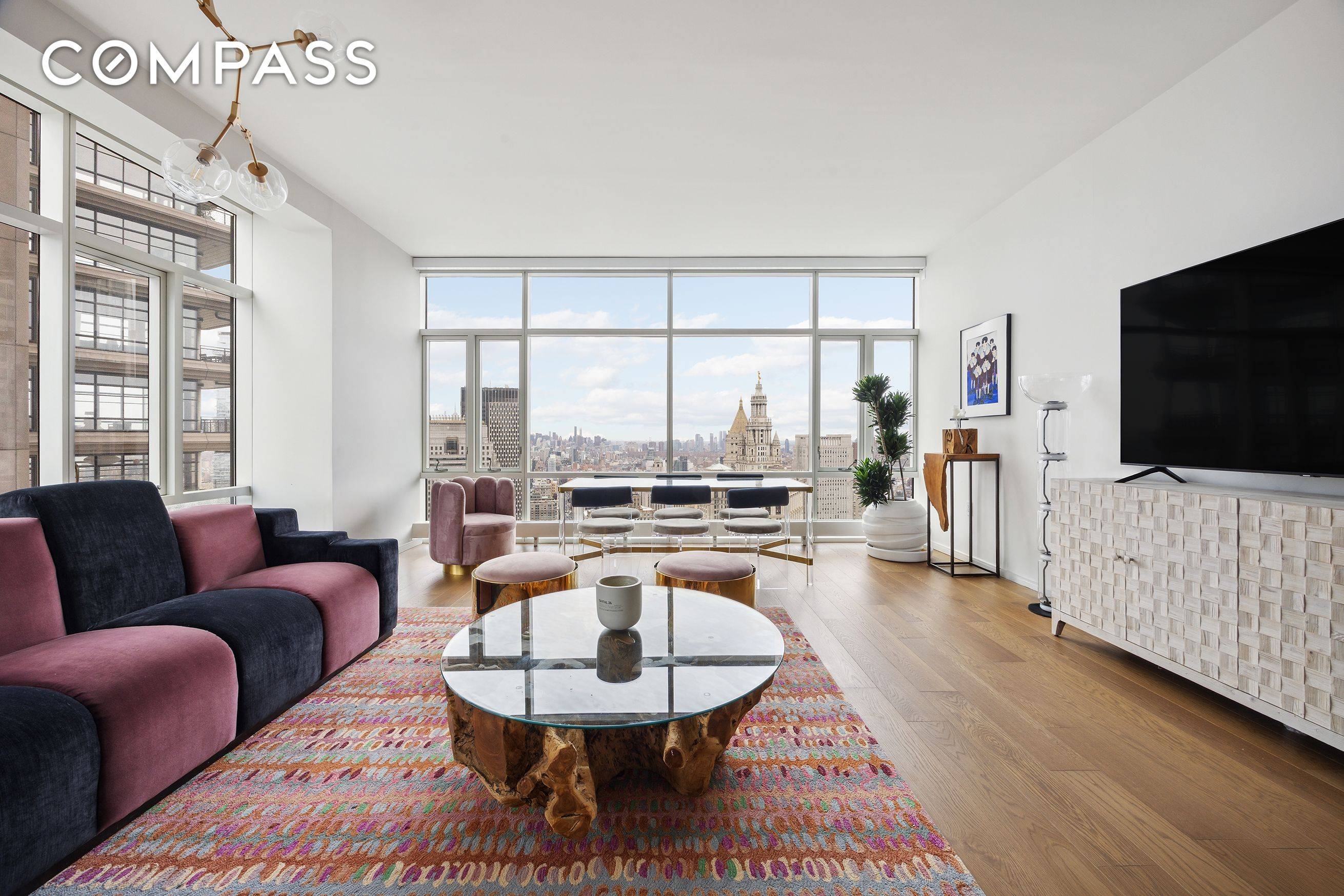 Furnished, high floor, two bedroom apartment with a triple exposures.