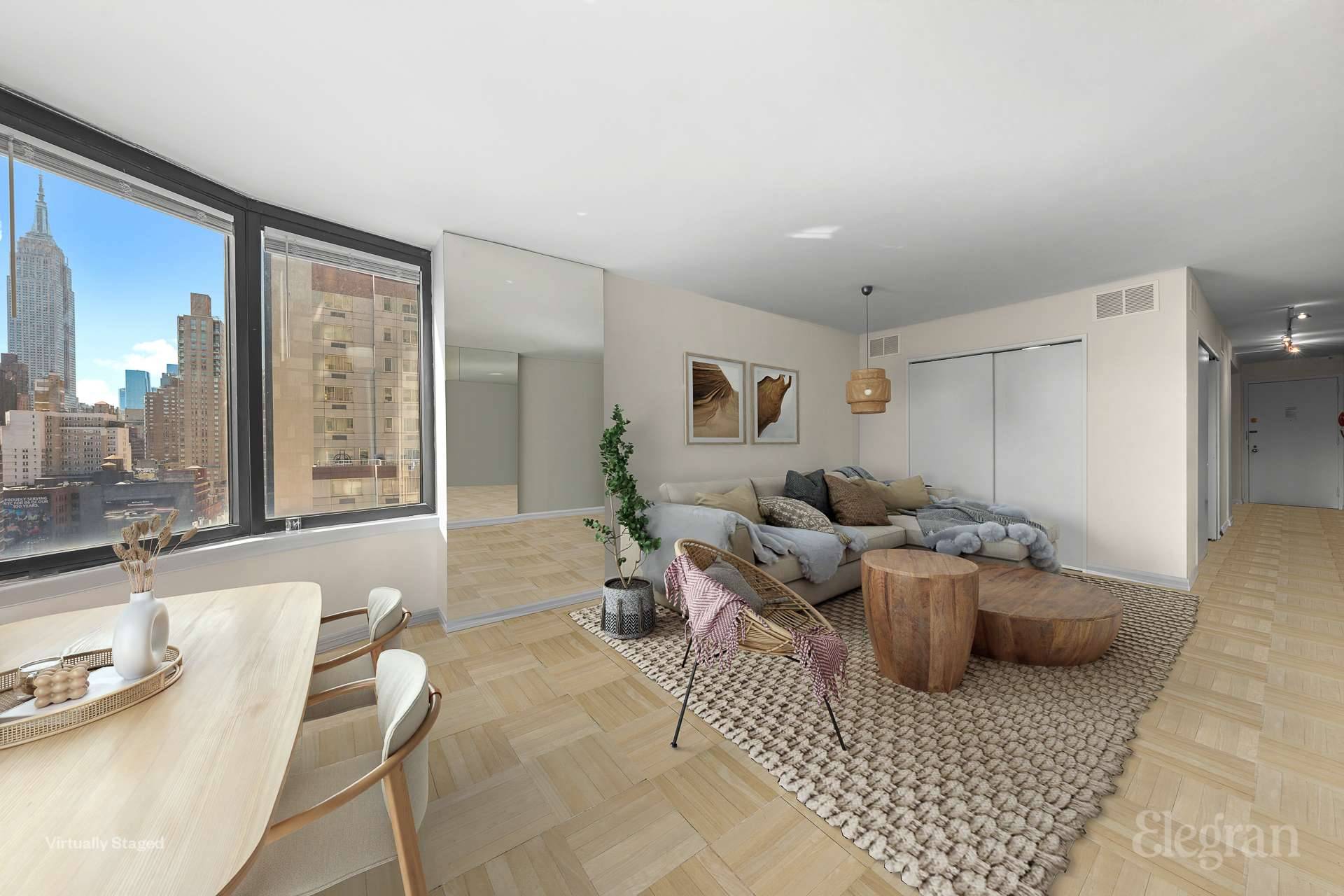 Sunny, high floor 2 bedroom with iconic views !