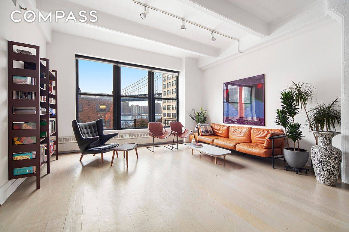 Embrace quintessential Dumbo loft living in this bright and airy home featuring picture postcard views, a stunning renovation, new six inch oak flooring, a conversion to two full baths and ...