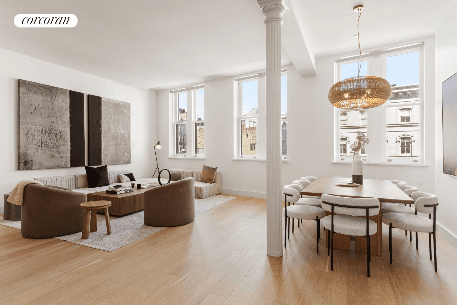 Loft 3 at 57 Lispenard is a full floor 3 bedroom, 3 bathroom loft offering northern and southern exposures.