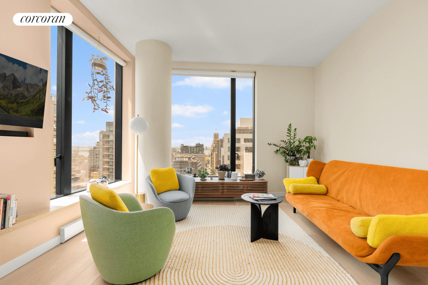 Welcome to Residence 22J a smartly laid out three bedroom corner condo with two full baths, offering amazing light, great flow, fabulous city views at the incredibly popular 11 Hoyt.