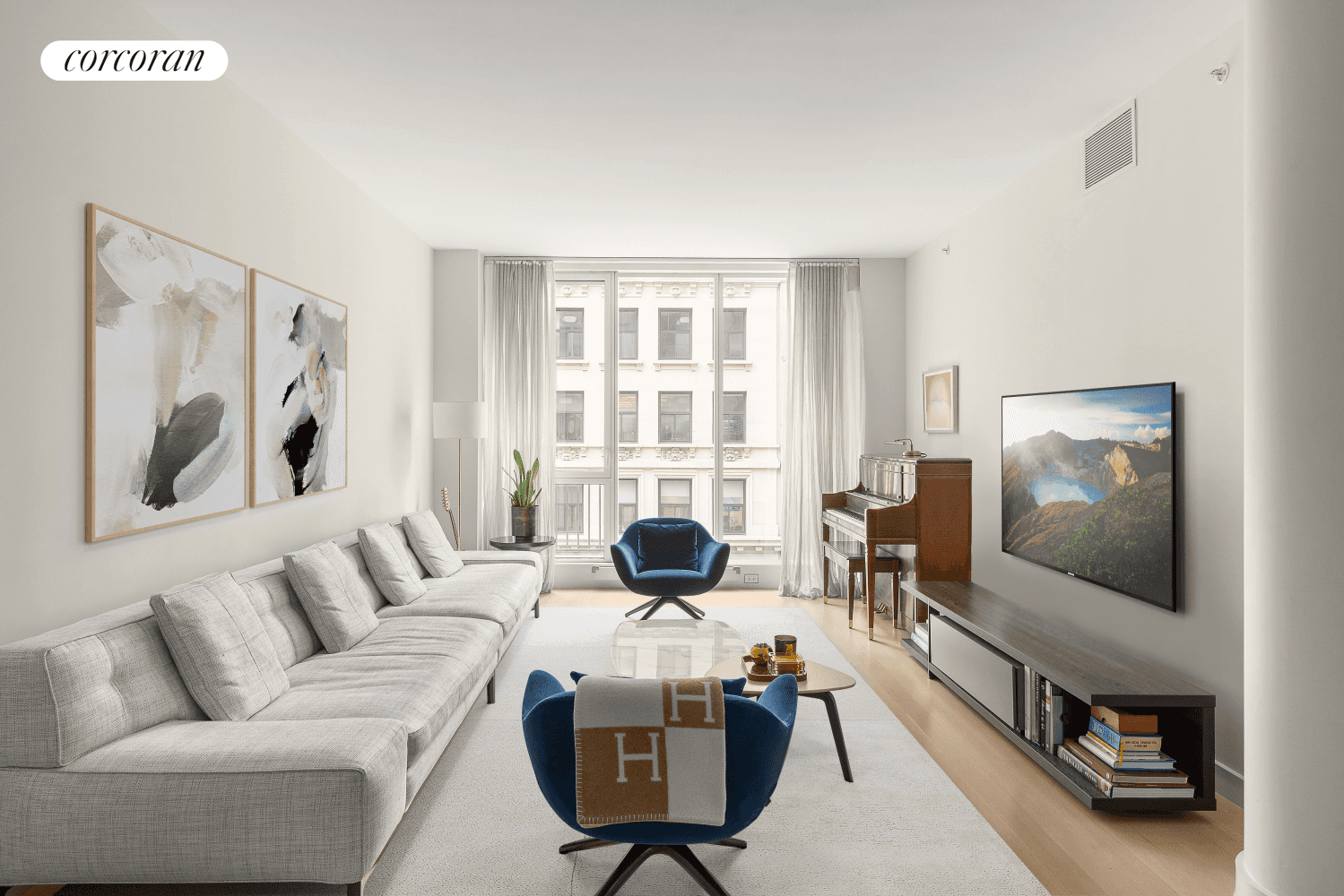 Welcome home to a stunning turn key three bedroom, three and a half bathroom loft style condominium in the center of Manhattan's Downtown NoMad neighborhood.
