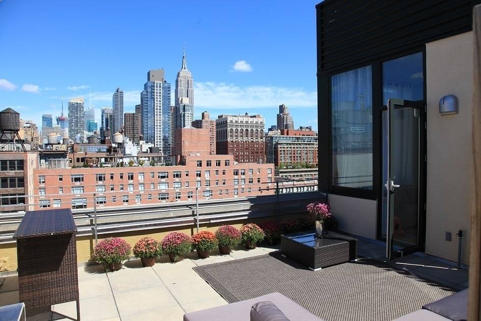 This duplex penthouse loft with a spacious private terrace is located in the renowned Lion's Head Condominium.