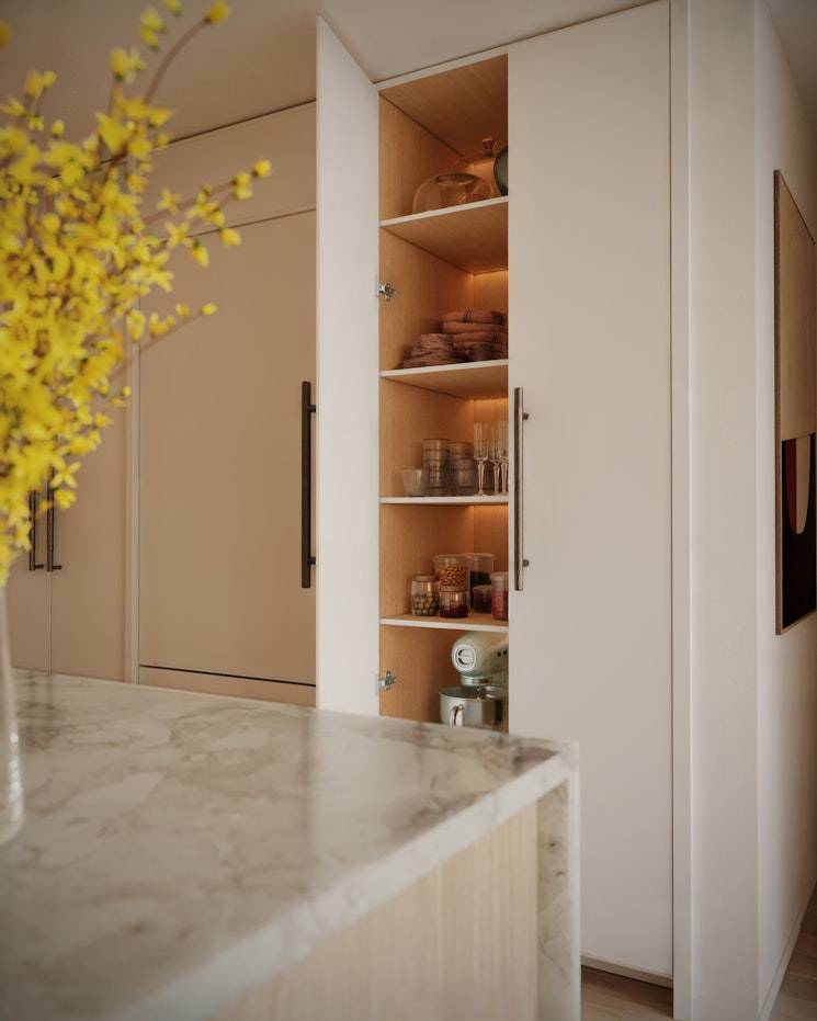 Residence 3B is a three bedroom, two and a half bathroom home with 1, 653 square feet of thoughtfully designed living space featuring a dedicated home office.