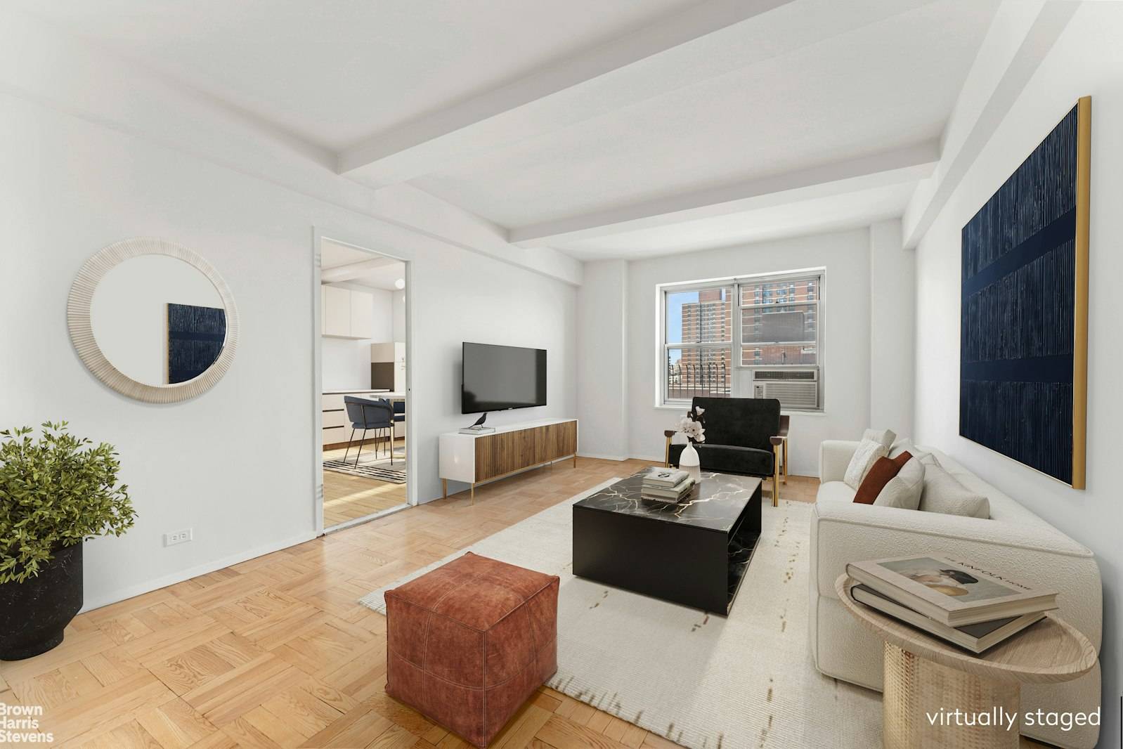High floor one bedroom with a huge private terrace and panoramic open views of the Midtown skyline a rare opportunity and a true blank slate to create your own vision.