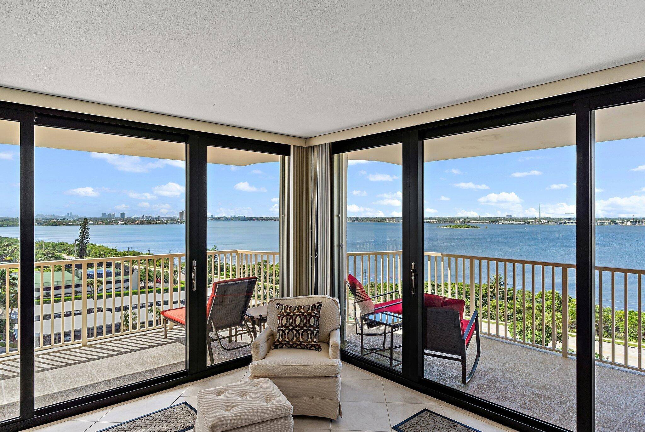 Enoy wide water views from this 9th Floor, 2 bedroom, 2 bath, unit in Dunes Towers.