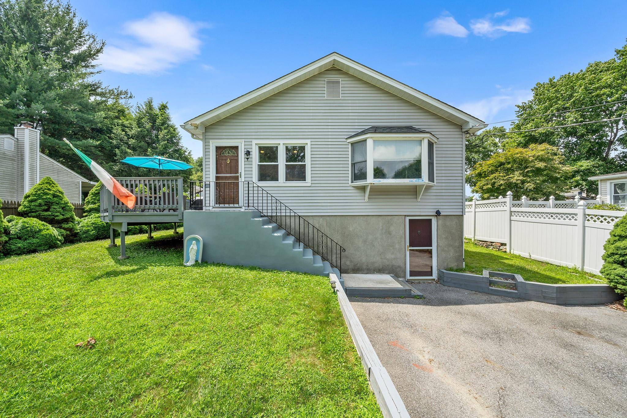 This updated 2 bedroom peaceful ranch offers great living space with a modern eat in kitchen, spacious living room with a cozy brick fireplace with a pellet stove insert, full ...