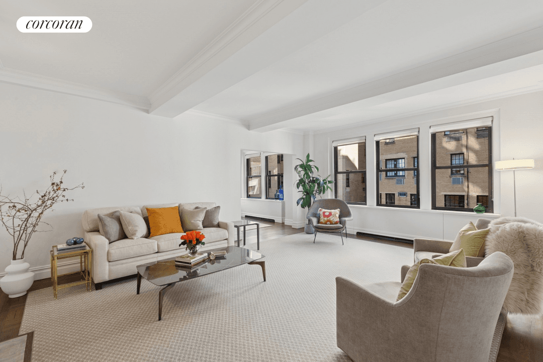 Sunny, pristine, spacious, Classic Six at elegant 55 East 72nd Street, between Park and Madison Avenues.