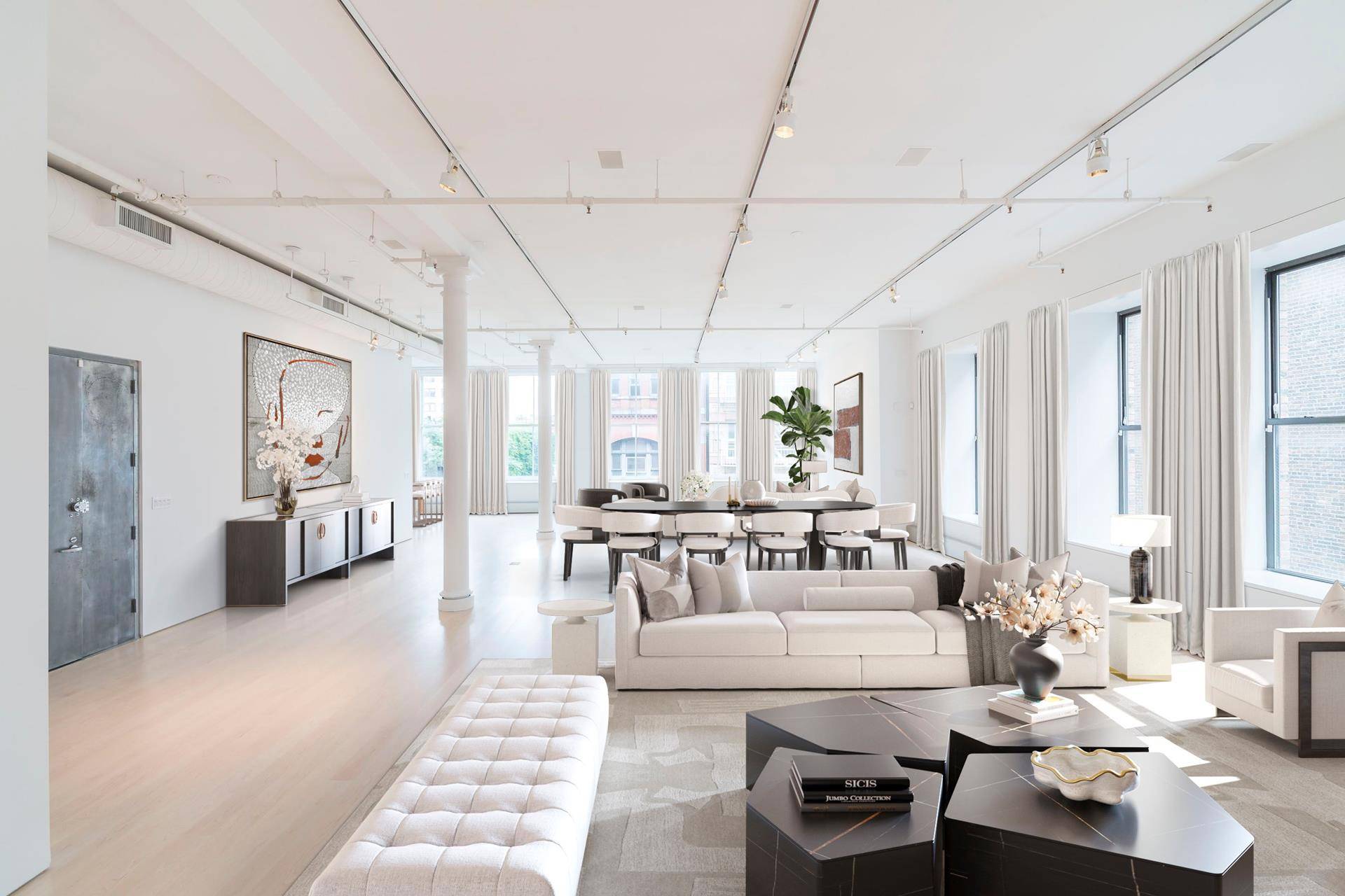 CROSBY STREET ELEGANT DOORPERSON LOFT Light filled corner 3200 square foot classic loft with 13 foot ceilings and 15 oversized 6 foot by 9 foot windows in 56 Crosby Street, ...