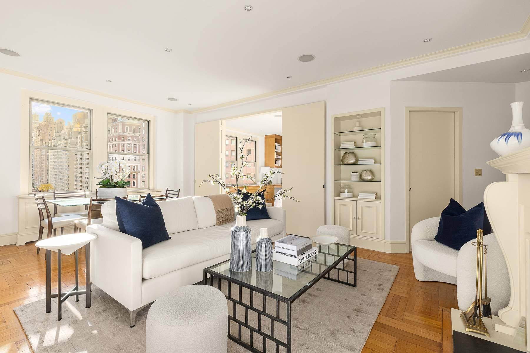 9B at 67 Park Avenue at 38th Street in prime Murray Hill is a sun flooded spacious corner two bedroom with two windowed en suite bathrooms, living room with wood ...