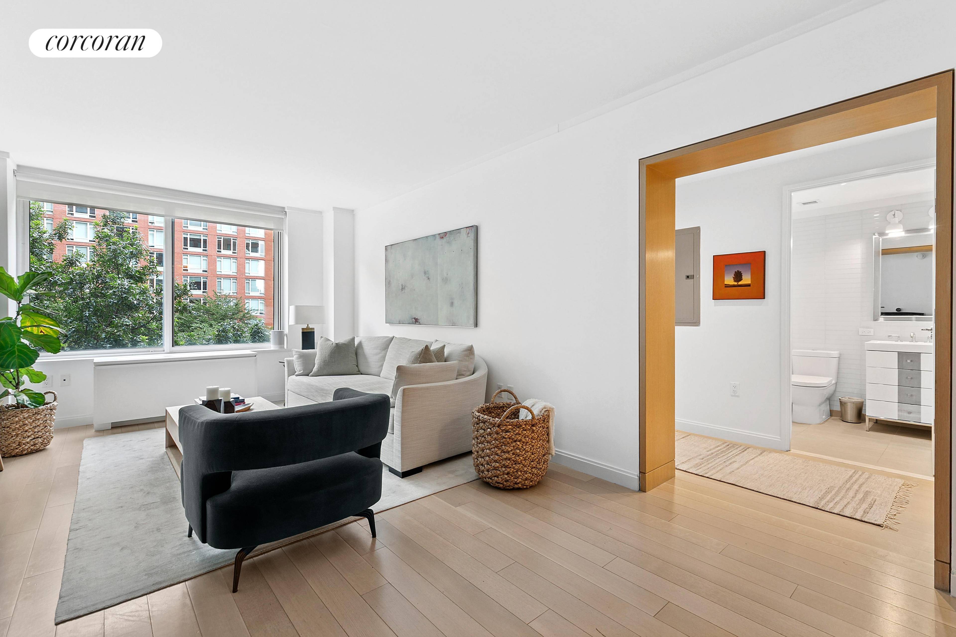 Welcome to Residence 4R, a thoughtfully designed 2 bedroom, 2 bathroom home spanning 1, 153 square feet in one of Battery Park City's most coveted addresses.