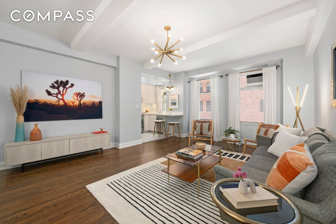 Make your home in this beautifully renovated alcove studio featuring impeccable designer interiors in one of New York City s premiere pre war buildings, London Terrace Towers.