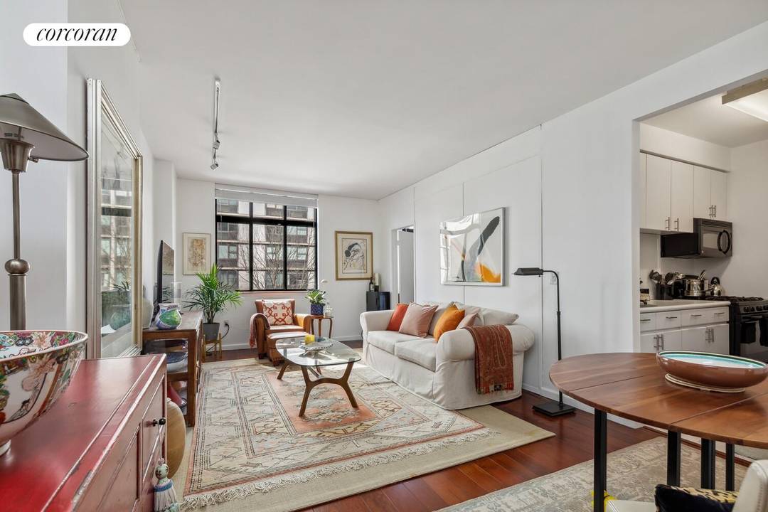 Enjoy the elegant ambience of this spacious, thoughtfully laid out one bedroom apartment with a separate home office at the sought after Hudson Tower condominium.