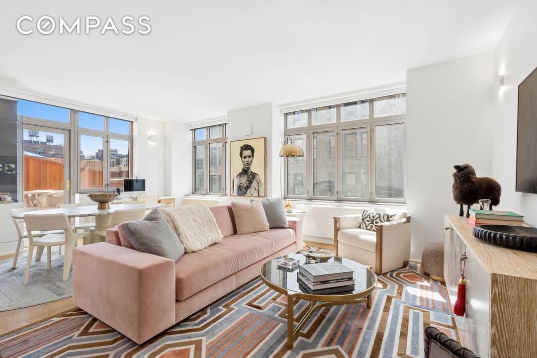 NEWLY RENOVATED... Nestled ten stories above the vibrant tapestry of Chelsea, a rare habitat reveals itself, bathed in SUNLIGHT and graced with two generous PRIVATE TERRACES.