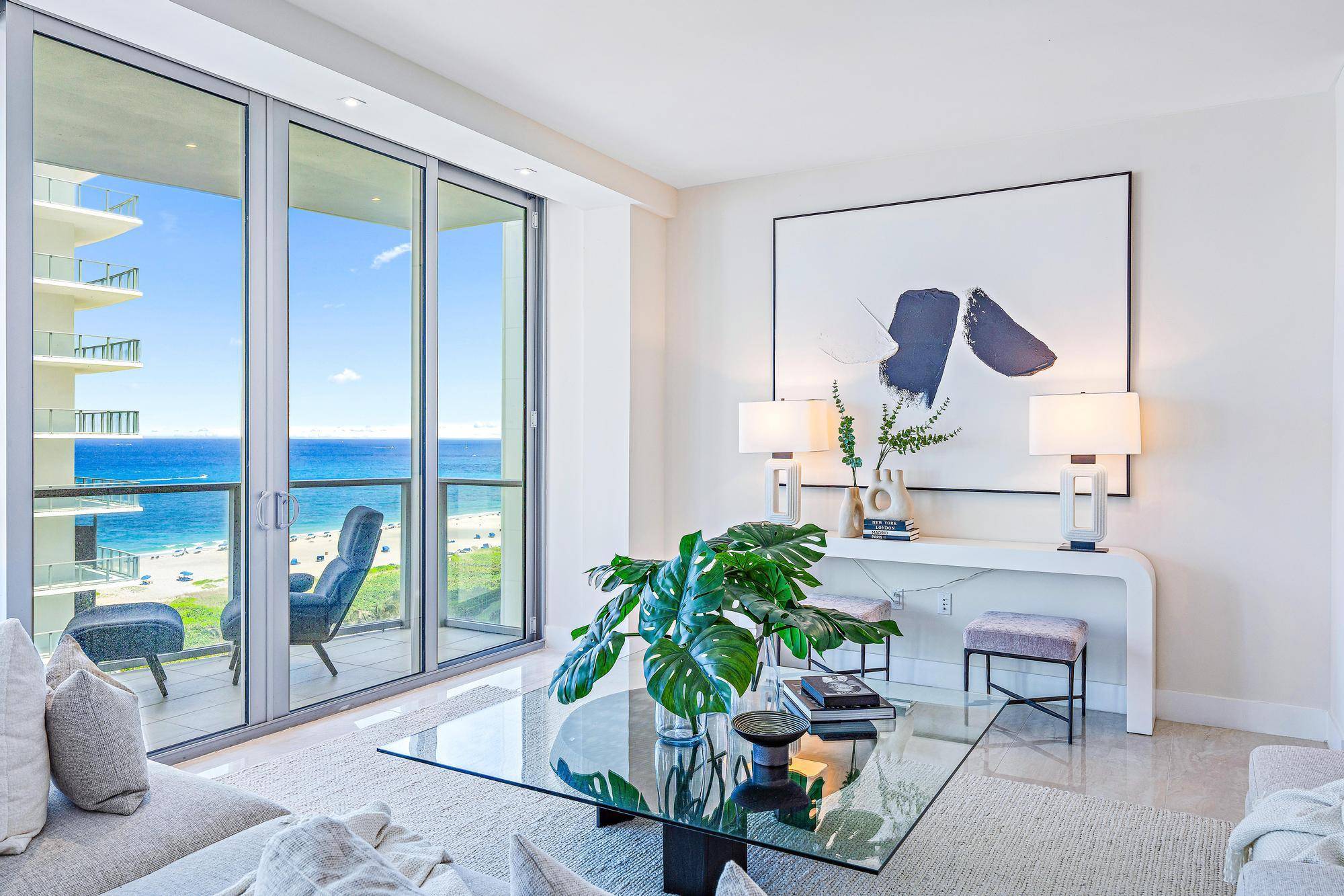This two bedroom Oceanfront residence epitomizes contemporary elegance, offering a fabulous den office that can easily serve as a third bedroom.