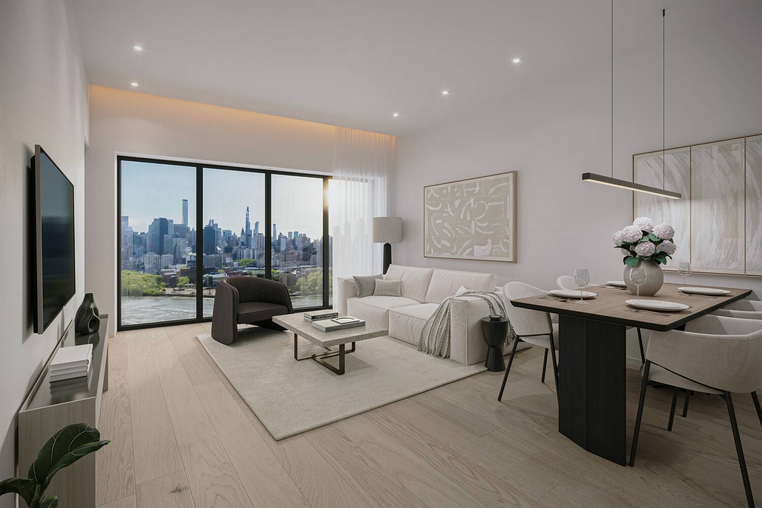 Introducing Residence 6E at The Marina Astoria a meticulously crafted one bedroom, one bathroom home offering 631 square feet of refined interiors and cinematic, east facing views of the city.