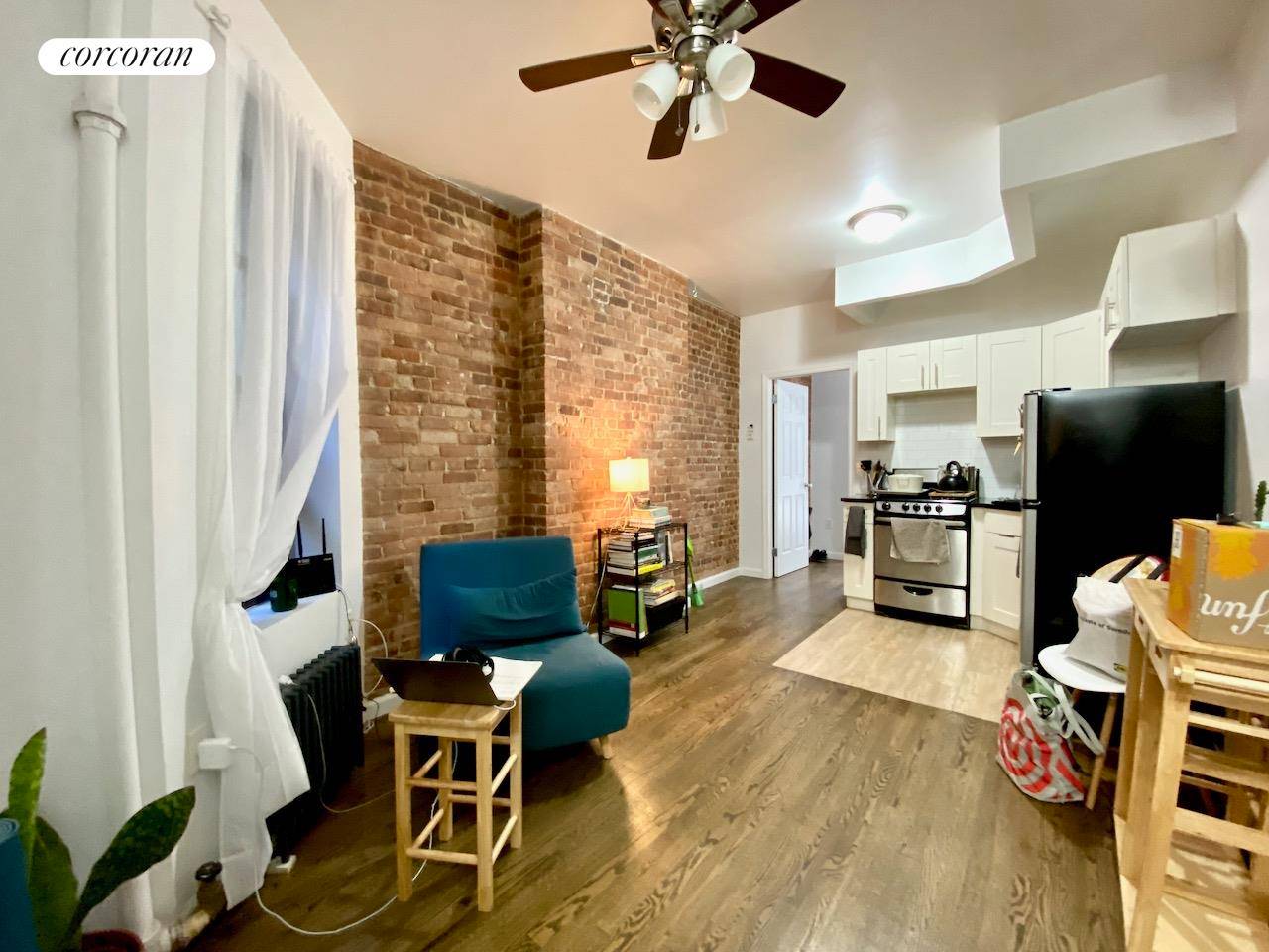Spacious Two Bed one bathroom home Full size kitchen Exposed brick 1 2 block to Central Park Washer Dryer in unit.