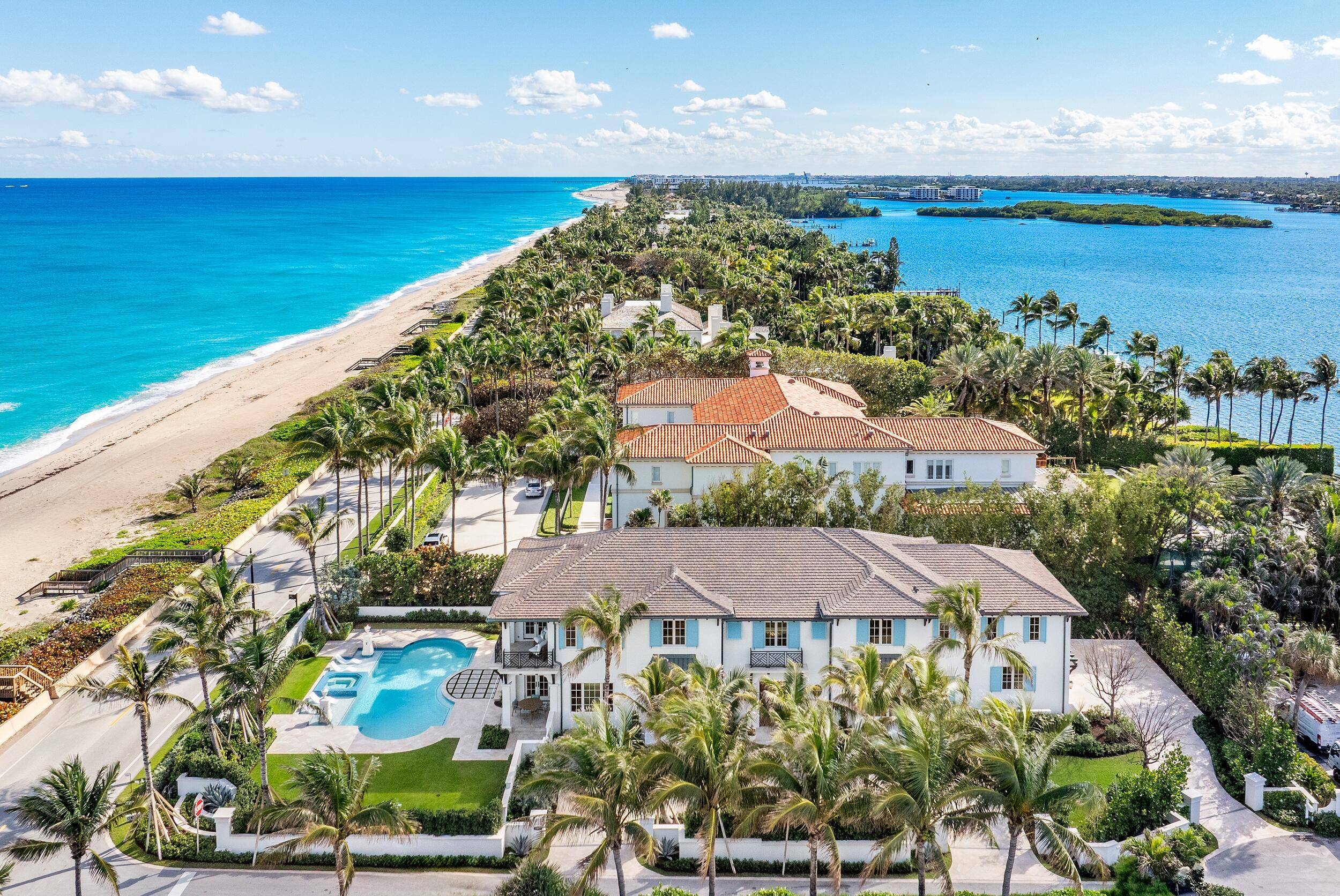 Spectacular, Newly Built Oceanfront Estate with 6 bedrooms, 7 full baths, 1 powder room, and sweeping views of the Atlantic Ocean.