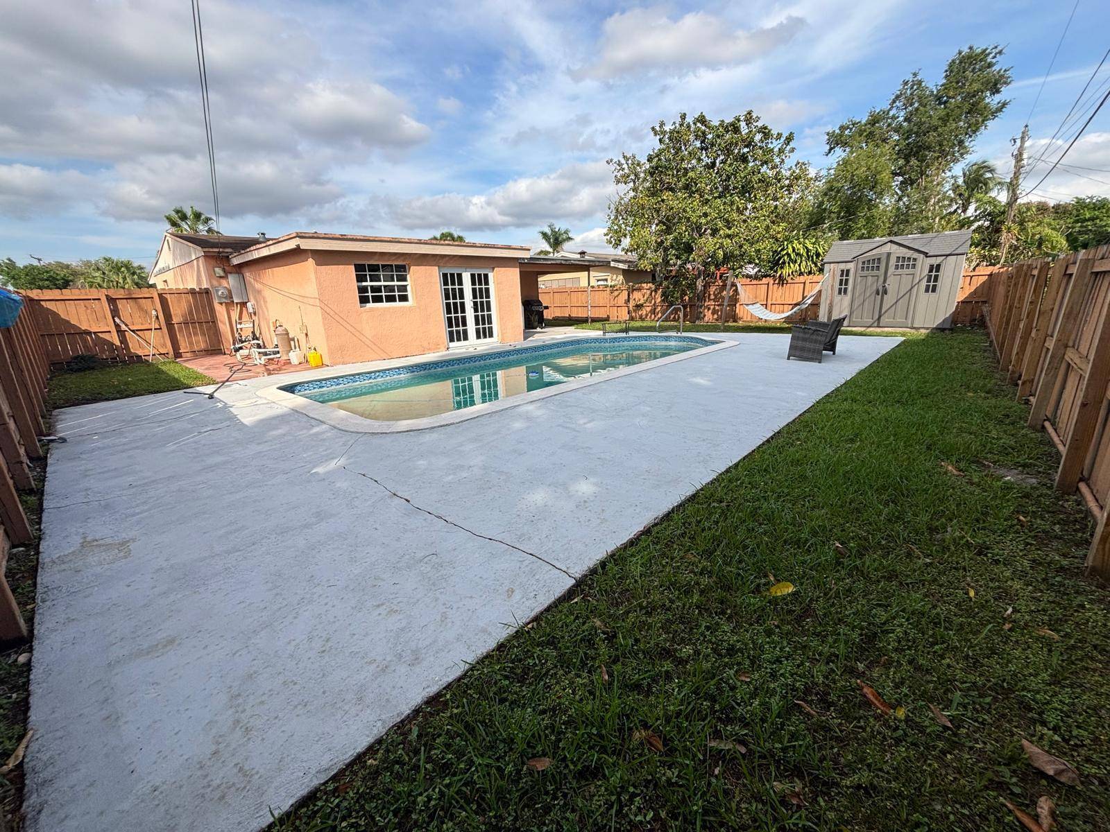 Beautiful home in Quiet NieghborhoodNO HOA fees Fenced yard with private pool great for private leisure and partiesFeaturing new resurfaced e pool, tank less water heater, Tile floors, new Utility ...