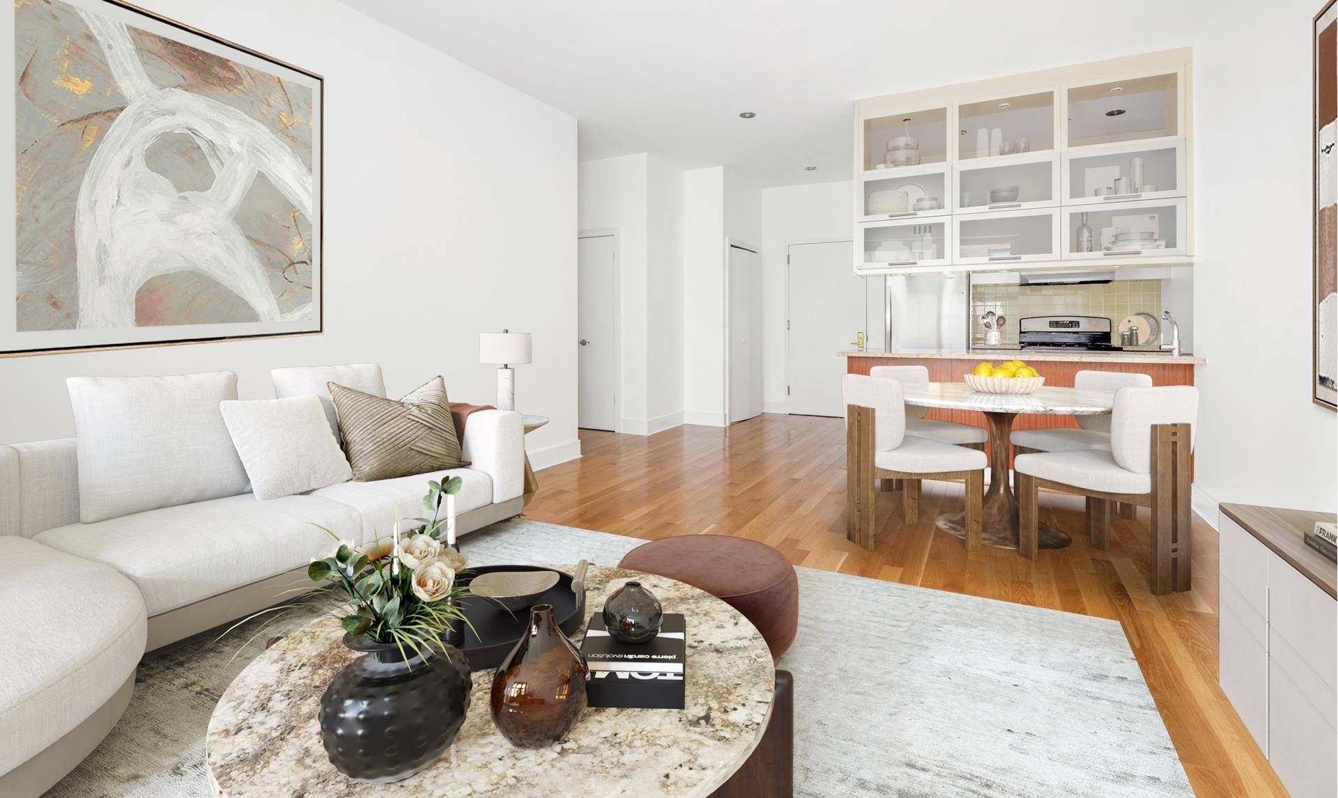 his oversized, sun drenched 2 bedroom, 2 bathroom home in the heart of Long Island City offers a rare blend of space, light, and private outdoor living.