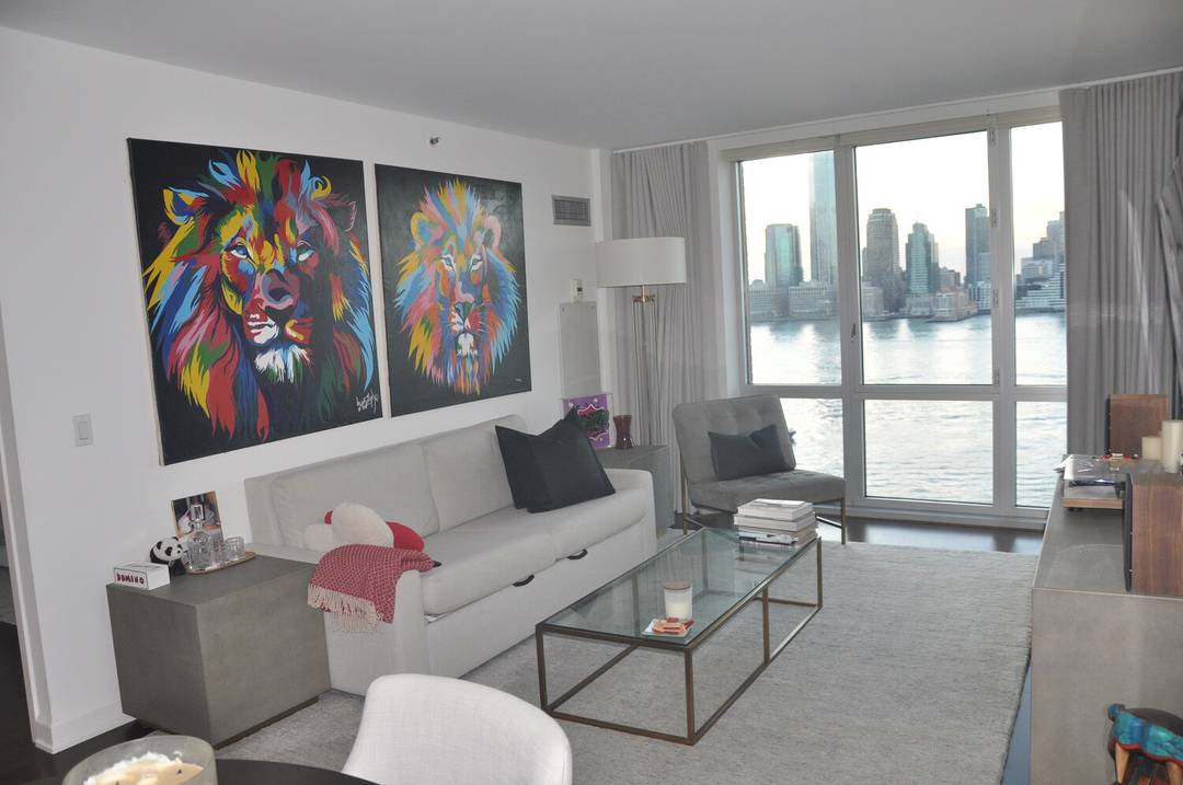 Enjoy spectacular Hudson River views and unforgettable sunsets from this sundrenched, fully furnished 863 sq.