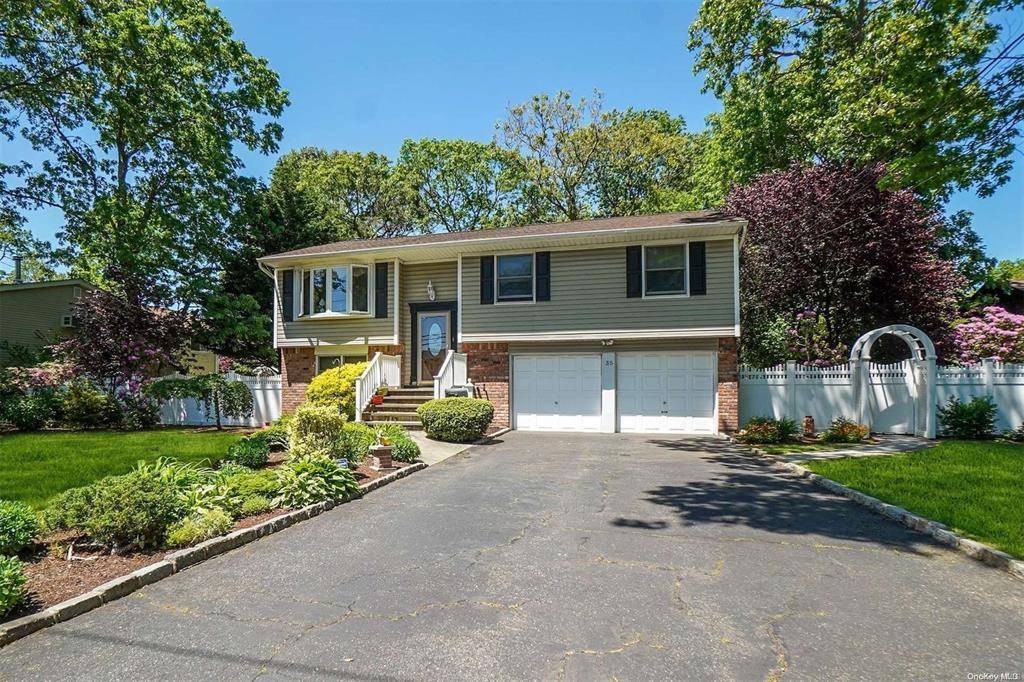 Lovely 3 BR Hi Ranch In Islip School District Cozy Great Room With Bar And Wood Burning Fireplace and Sliders To Private amp ; Large Backyard With Koi Pond, Sky ...