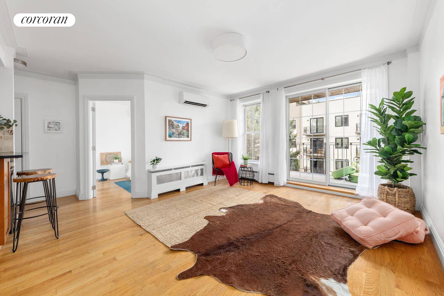 Sweet and bright 1 bedroom condo with stunning private outdoor space is idyllically located on a tree lined block in the heart of Greenpoint.