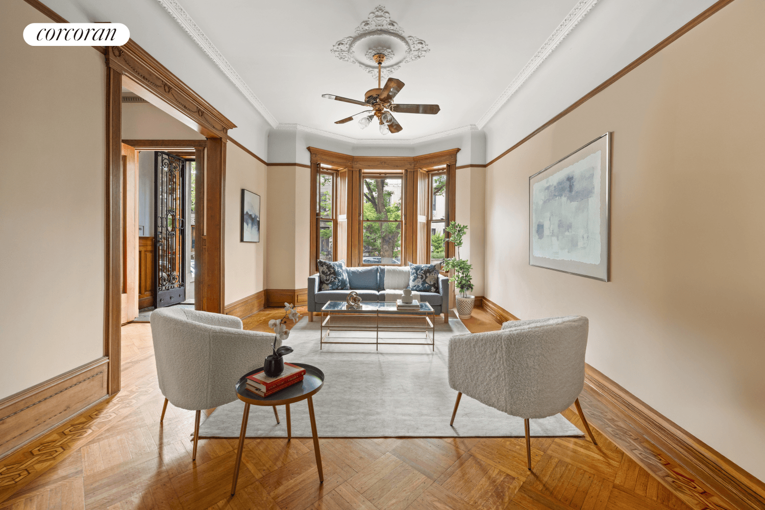 Nestled on a quiet, tree lined block in the Lefferts Manor section of vibrant Prospect Lefferts Gardens, this classic limestone blends rich original detail with tasteful modern updates.