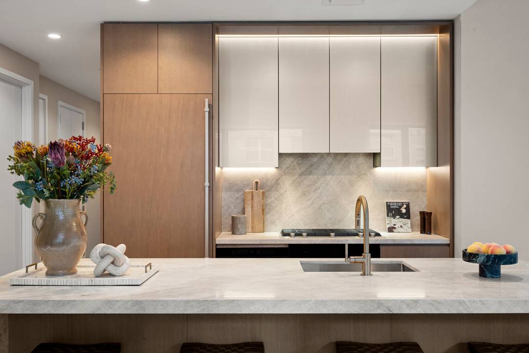 Residence 604 is a 1, 263 square foot two bedroom, two bath home with southeastern exposures defined by a great room with a double height 20 foot ceiling and 8 ...