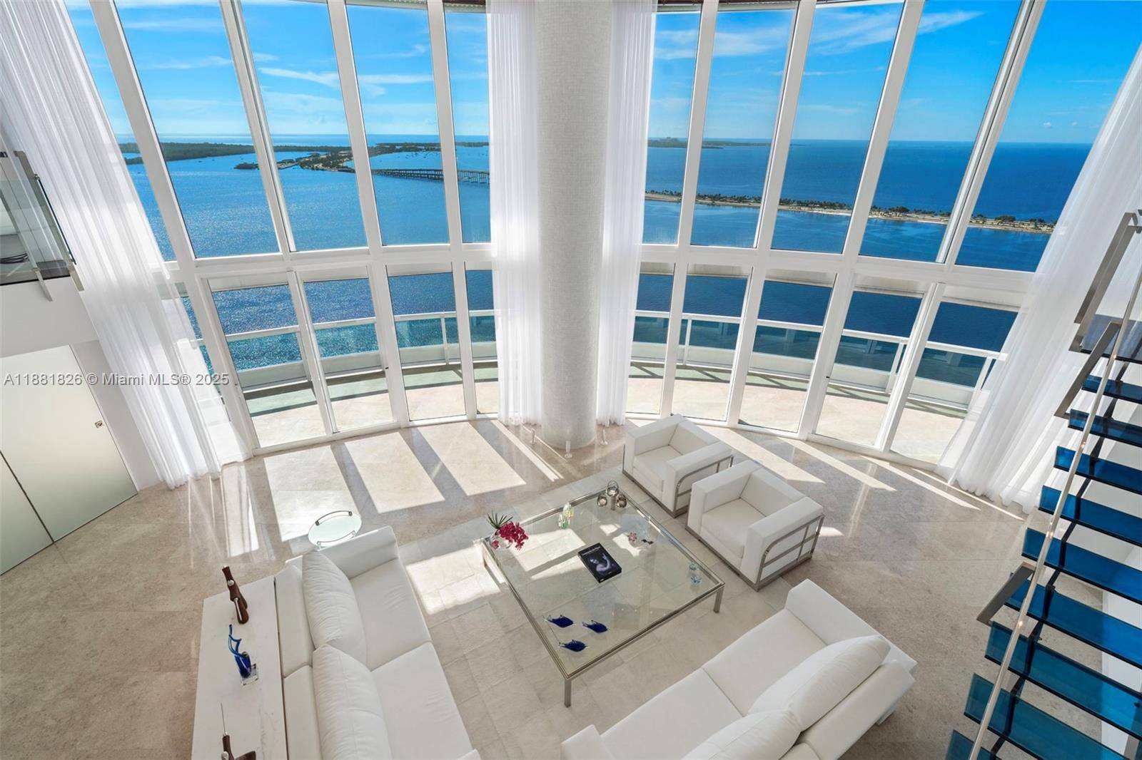 Breathtaking sweeping views of the Bay and Ocean greet you as you step into this highest 2 level townhouse on the 41st and 42nd floors.