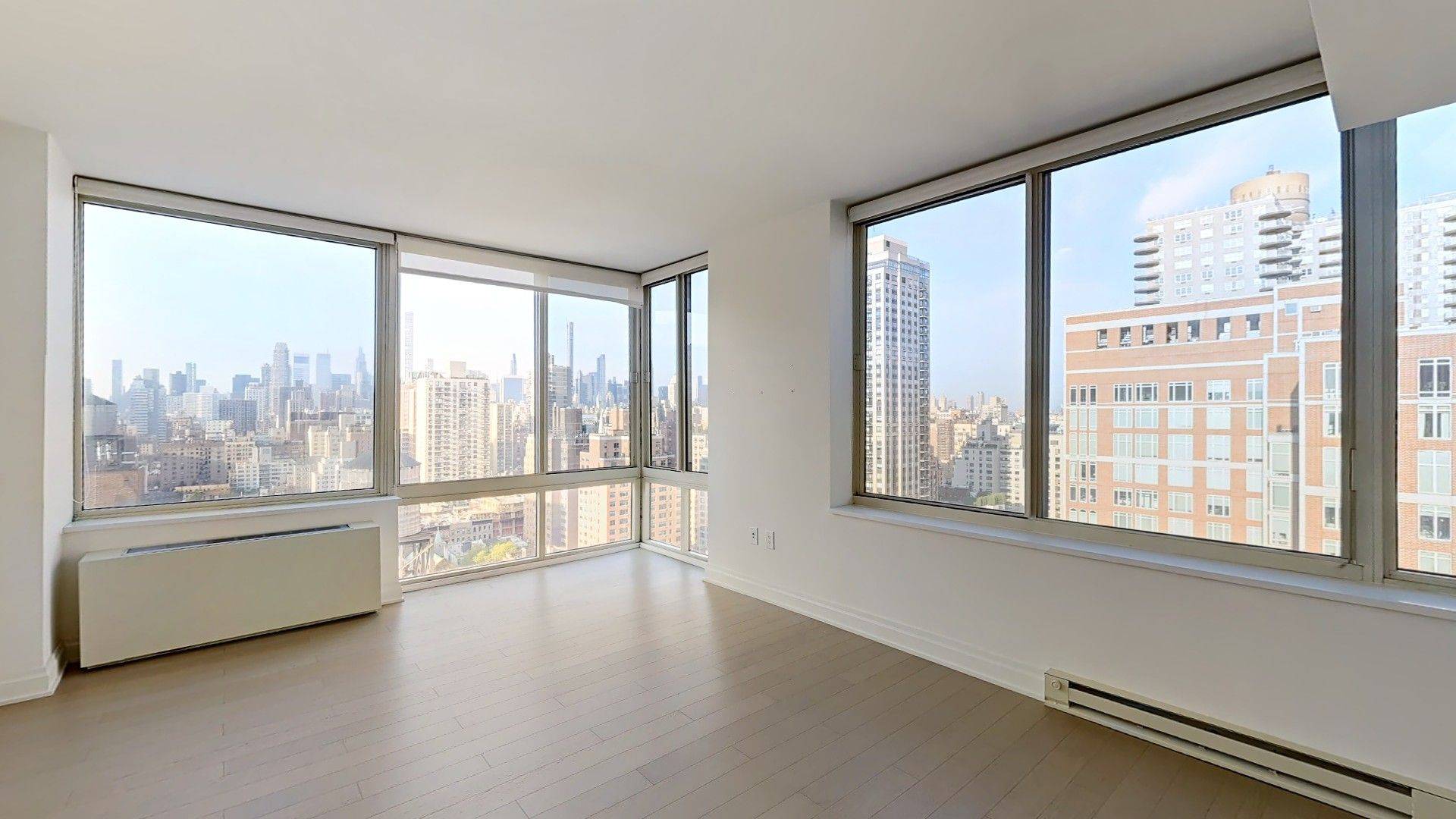 This stunning 25 story glass, steel, limestone and brick Upper East Side apartment building offers studio, one and two bedroom apartments, some of which feature terraces.